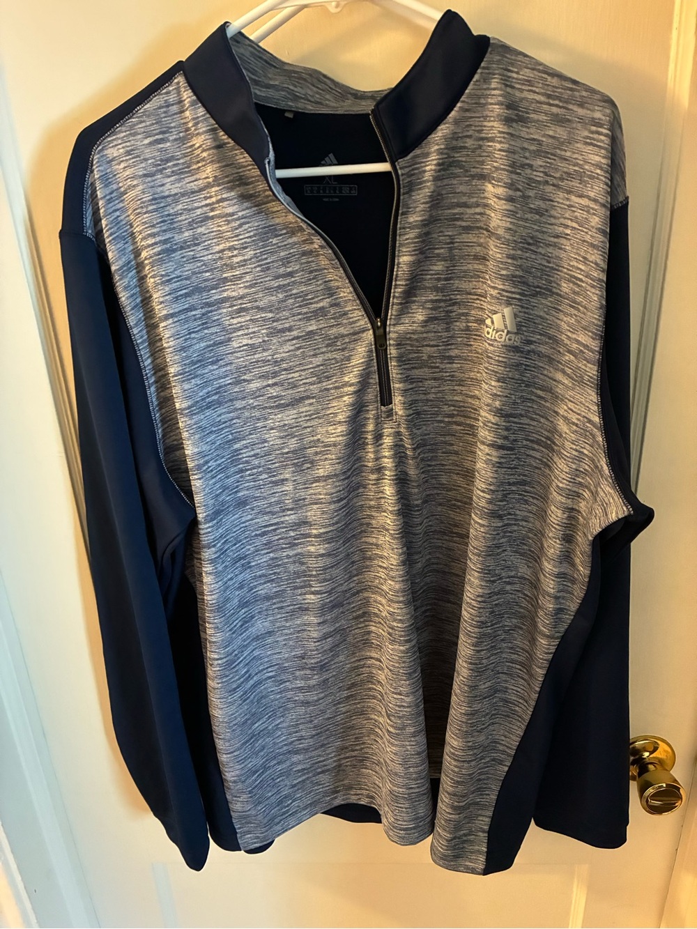 adidas Men's Heather Navy Quarter-Zip Pullover